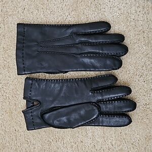Black leather gloves
